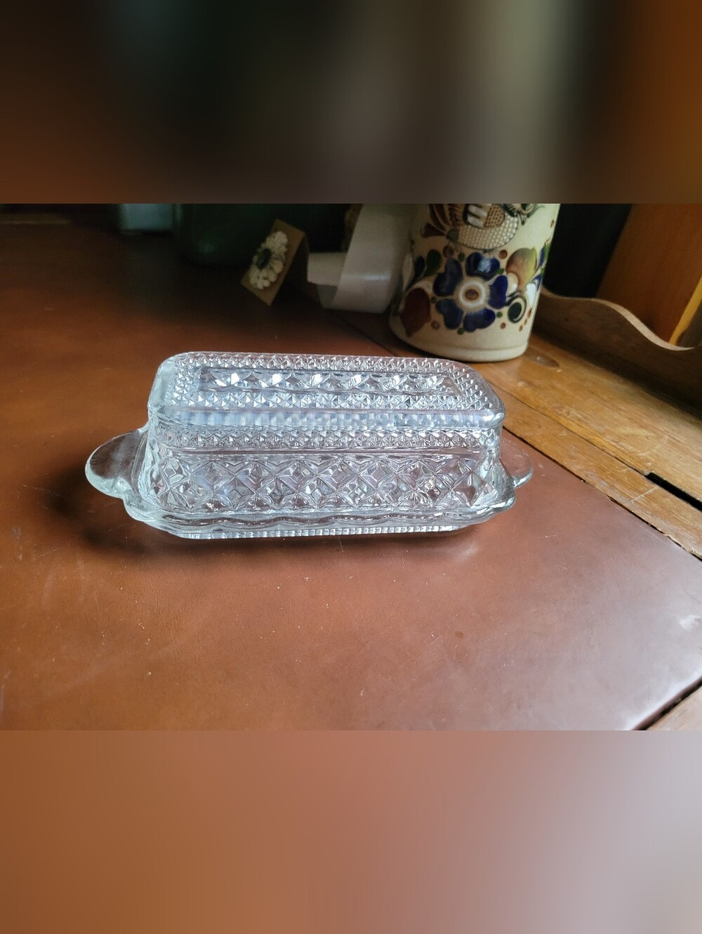 Anchor Hocking Wexford Clear Glass  1/4" Covered Butter Dish